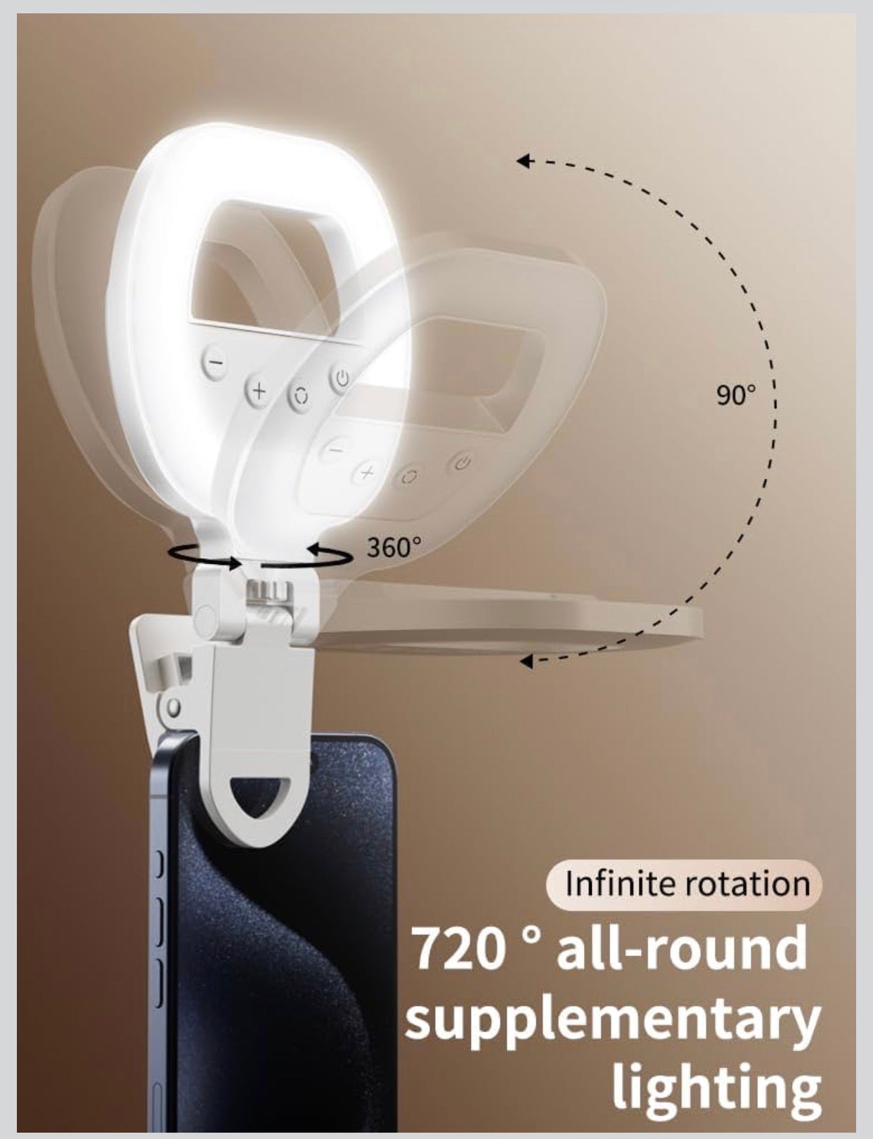 W60 clamp mini Fill Light Phone Selfie Ring Light Three Colors Mode Phone Laptop Camera Photography Video Light for Live Make up Selfie Beauty