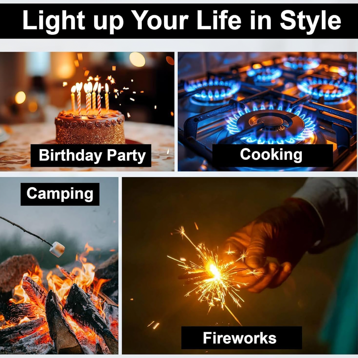 Rechargeable Electric Gas Lighter for Kitchen, Lighter for Gas Stove, Candles, Pooja, C-Type USB, Kitchen Tools, Multi Purpose - 360° Flexible & Windproof