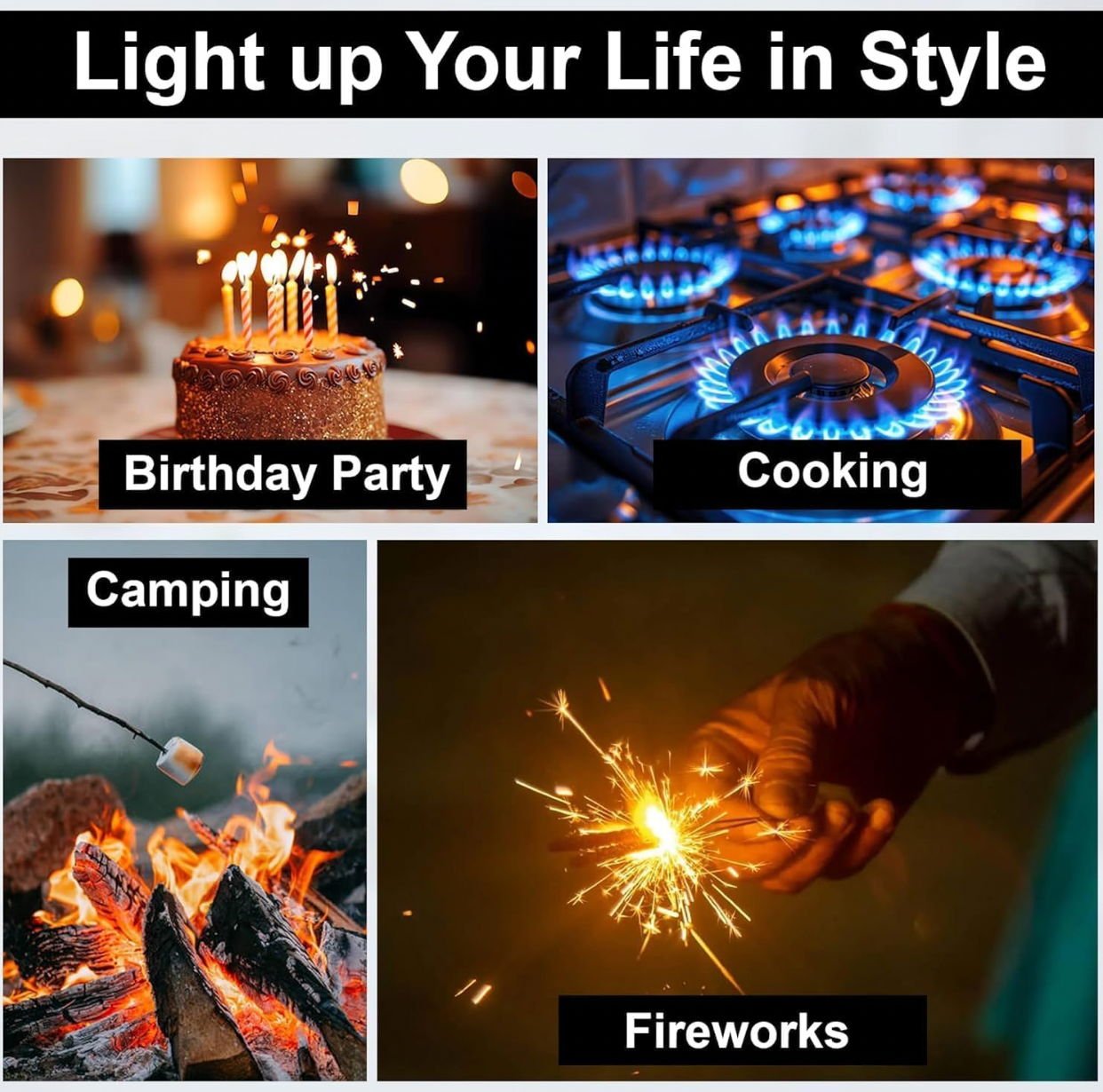 Rechargeable Electric Gas Lighter for Kitchen, Lighter for Gas Stove, Candles, Pooja, C-Type USB, Kitchen Tools, Multi Purpose - 360° Flexible & Windproof