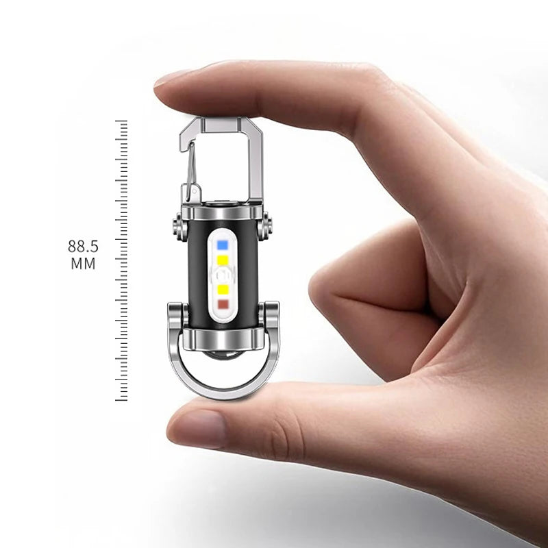 7 Modes Flashlight COB Work Light TYPE-C Rechargeable LED Keychain Hanging Portable Light Waterproof Keyring Camping Pocket Lamp