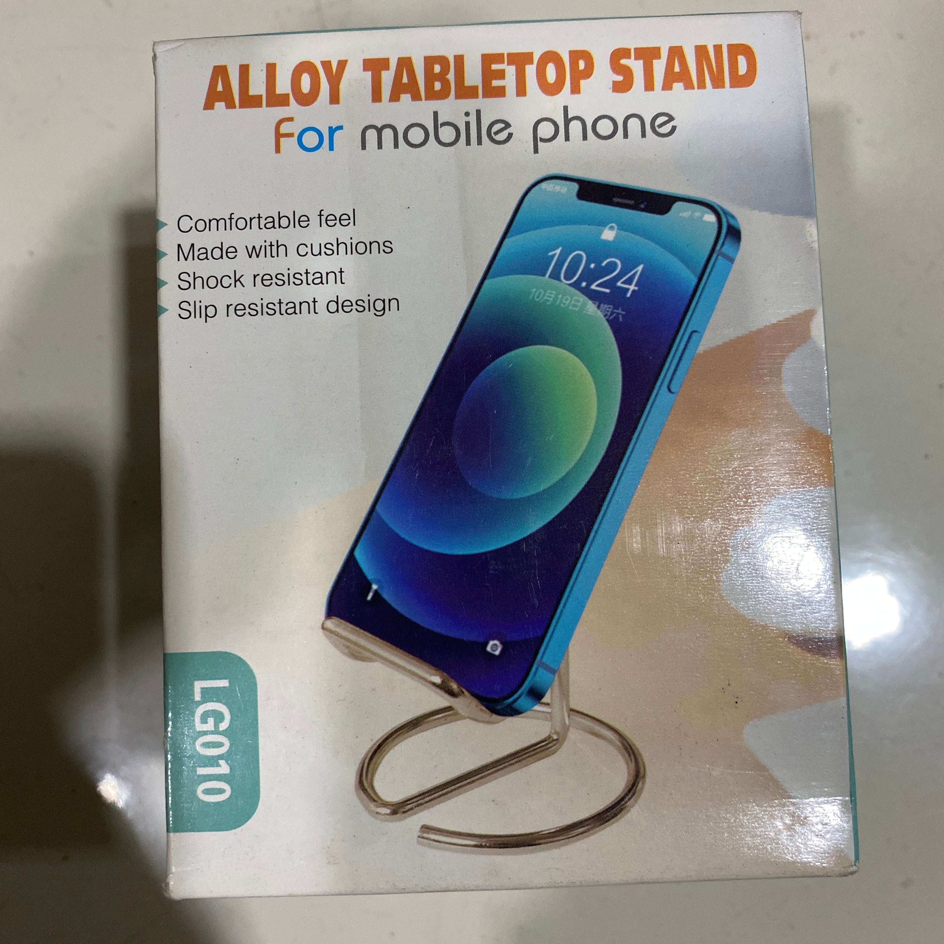 Alloy tabletop stand for mobile phone
