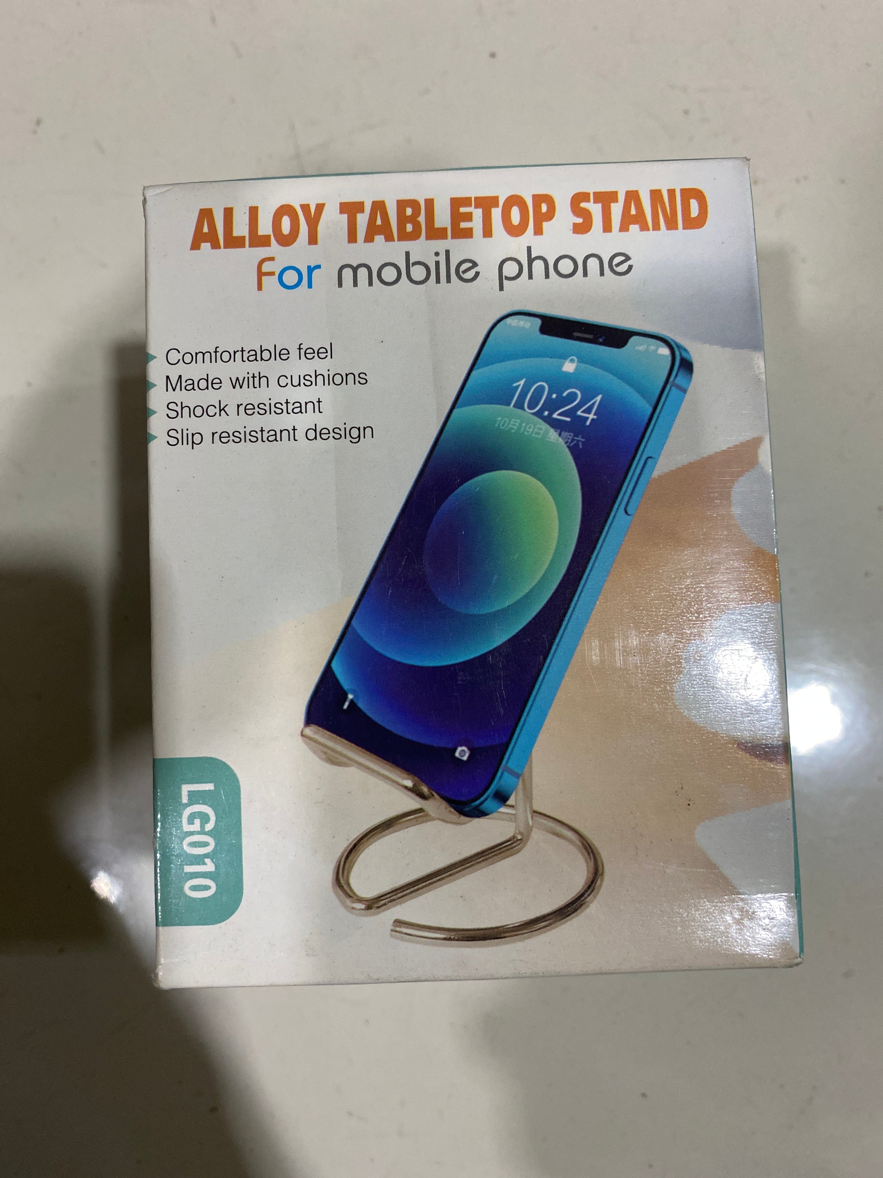 Alloy tabletop stand for mobile phone