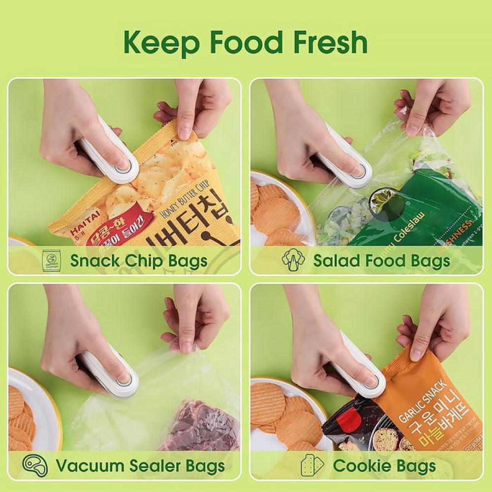 Portable Bag Sealer and Cutter with USB Charging, 2-in-1 Heat Sealing and Cutting, for Food Storage and Snack Bags