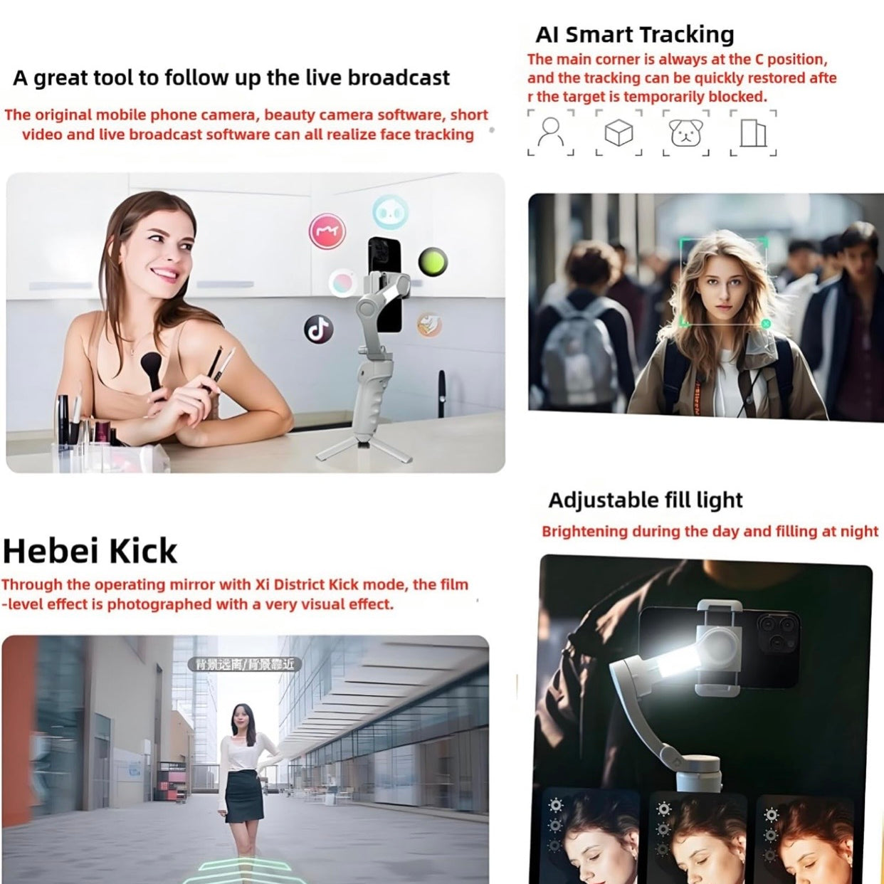 Three-axis Mobile Phone Frame, Selfie Stick, Anti-shake Live Photography Mobile Phone Stabilizer gimble