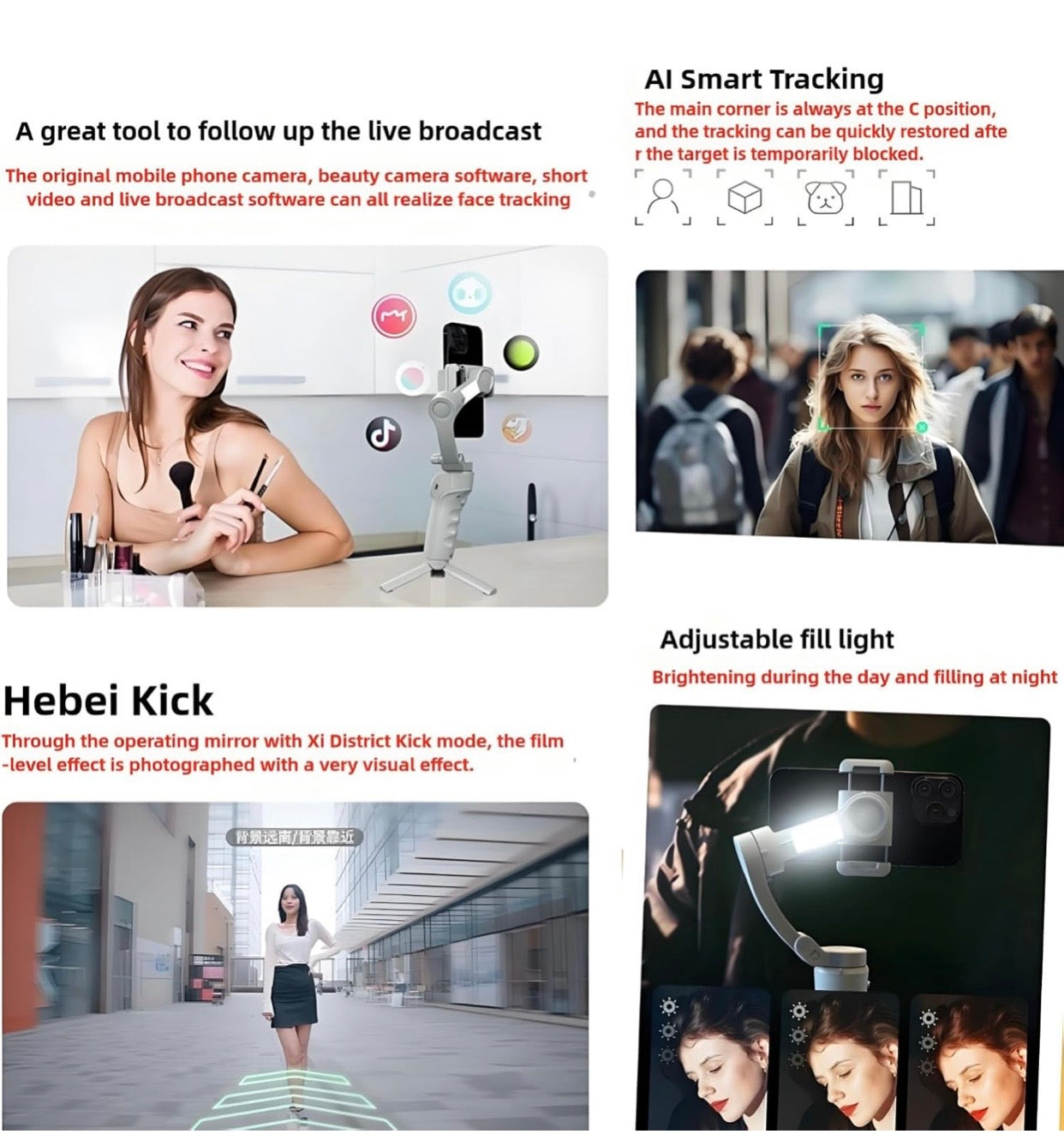 Three-axis Mobile Phone Frame, Selfie Stick, Anti-shake Live Photography Mobile Phone Stabilizer gimble