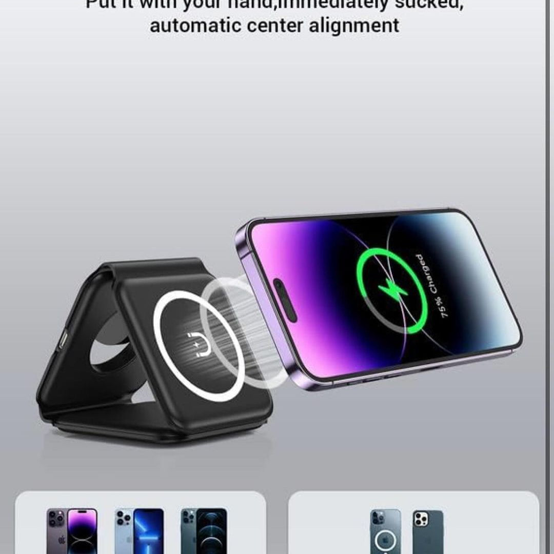 3 in 1 Magnetic Foldable MagSafe Compatible Wireless Charger rjmobile01