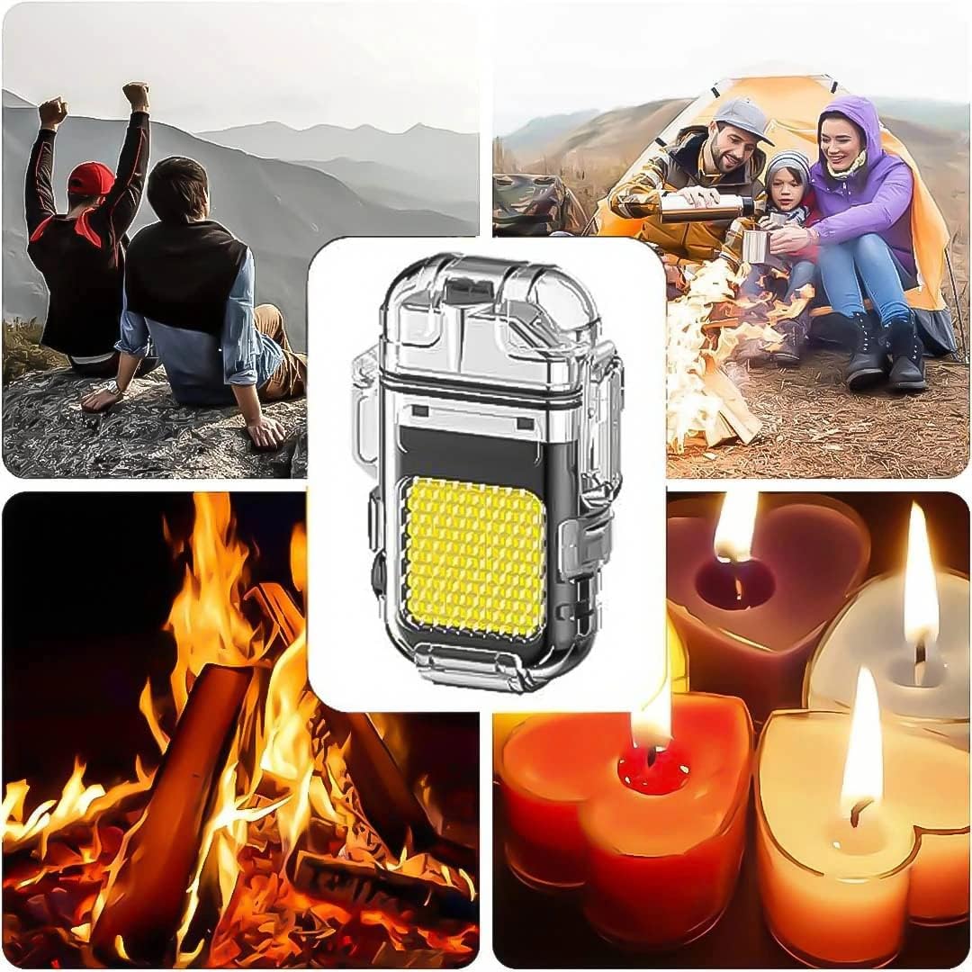 Rechargeable Coil Lighter With LED Light Windproof USB Charging, Camping