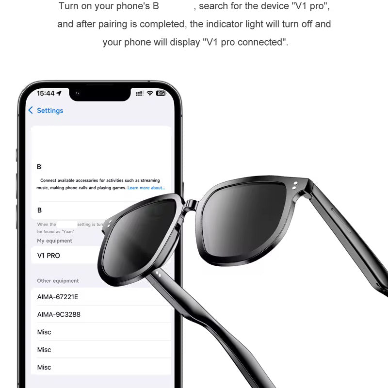 V1 Pro Fashion Smart Sunglasses UV Protection Music Player HD Phone Call Open Ear BT Headset Outdoor Sports Smart Sun Glasses