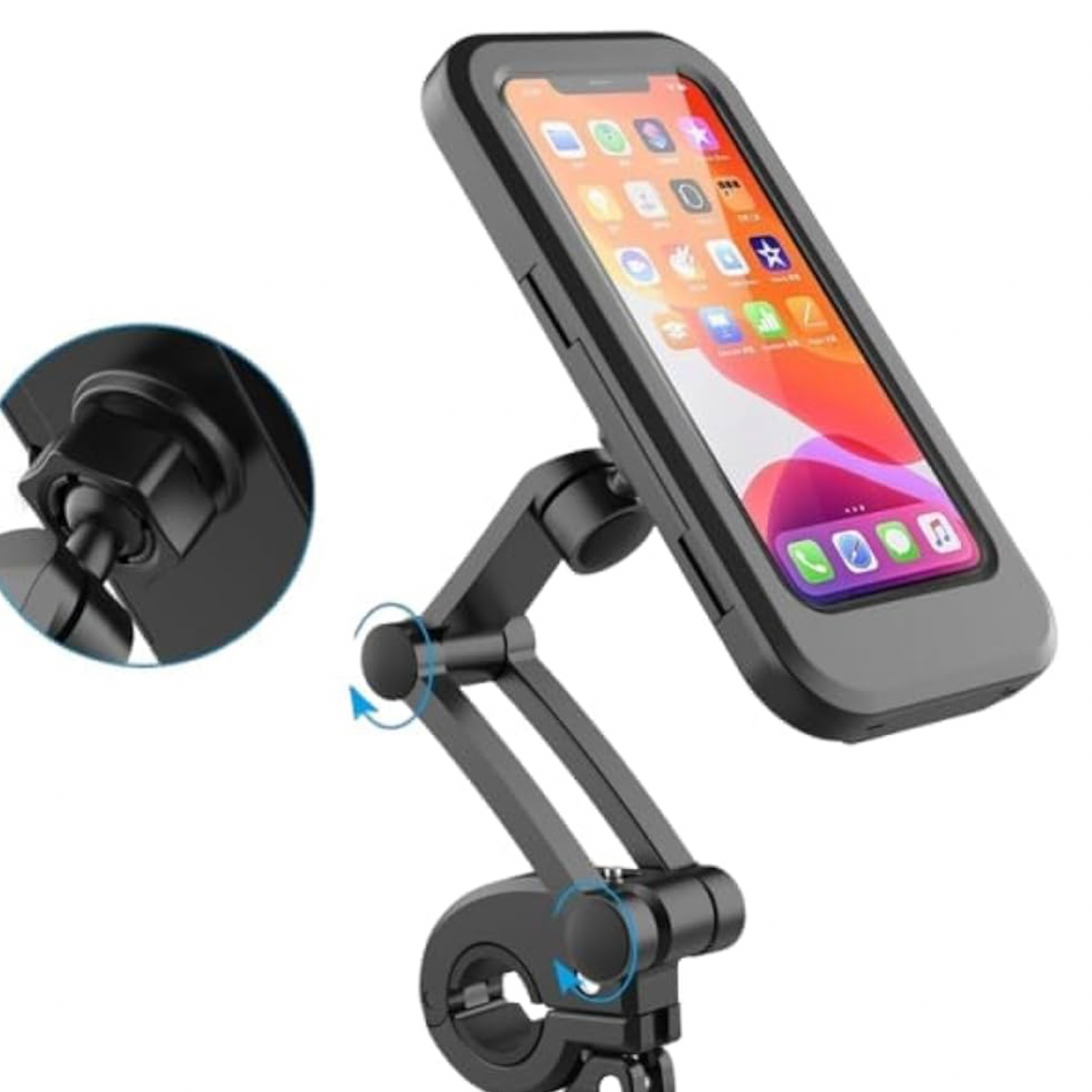 Premium Waterproof Bike Phone Holder 360° Rotation Motorcycle Waterproof Case Universal Bicycle Handlebar Mount with Sensitive Touch Screen .