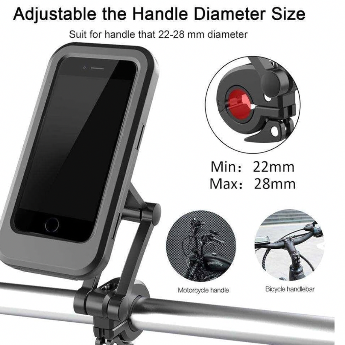 Premium Waterproof Bike Phone Holder 360° Rotation Motorcycle Waterproof Case Universal Bicycle Handlebar Mount with Sensitive Touch Screen .