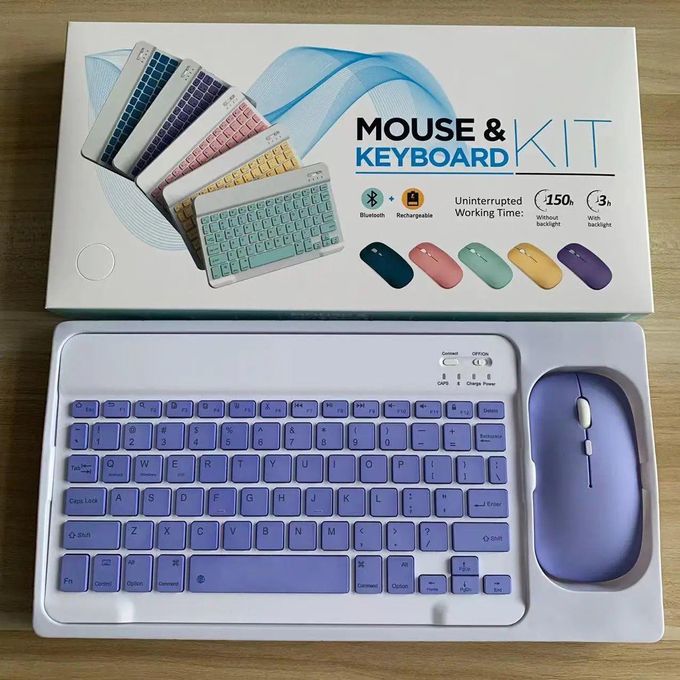2.4Ghz Wireless Portable Charging Bluetooth Desktop mouse and keyboard combo-Multicolor