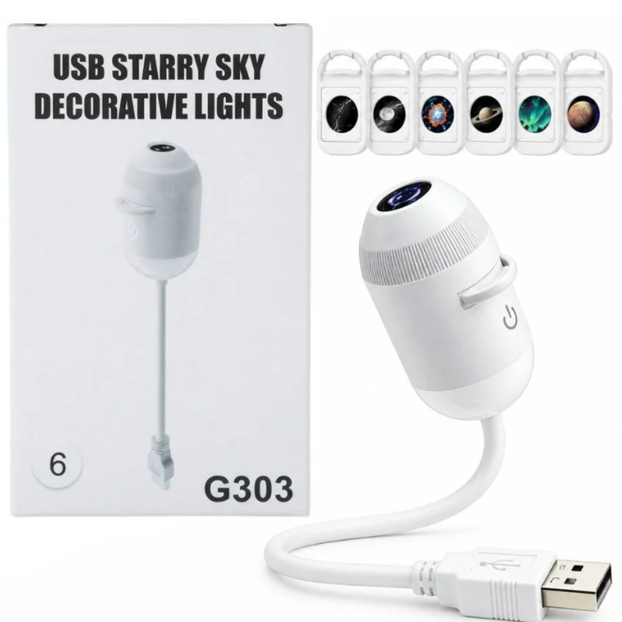 2 in 1 USB Moon Projector Lamp 6 Lenses