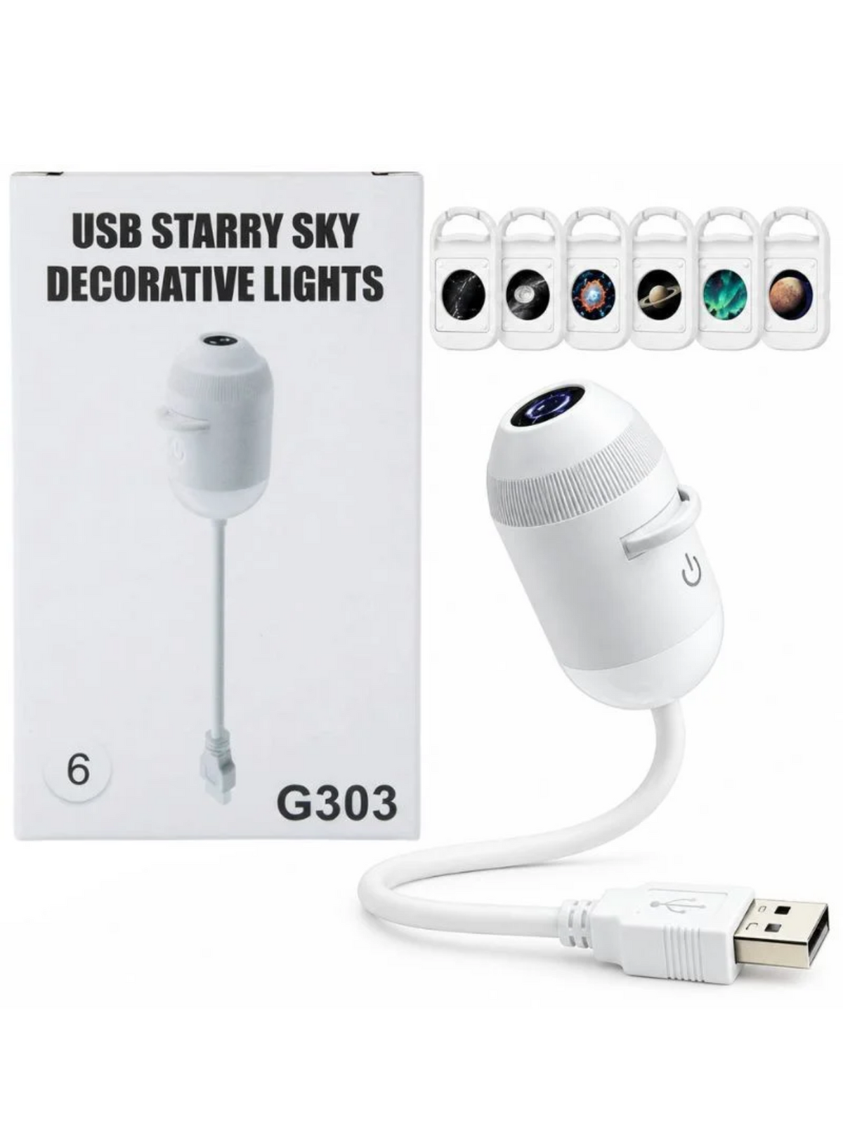2 in 1 USB Moon Projector Lamp 6 Lenses