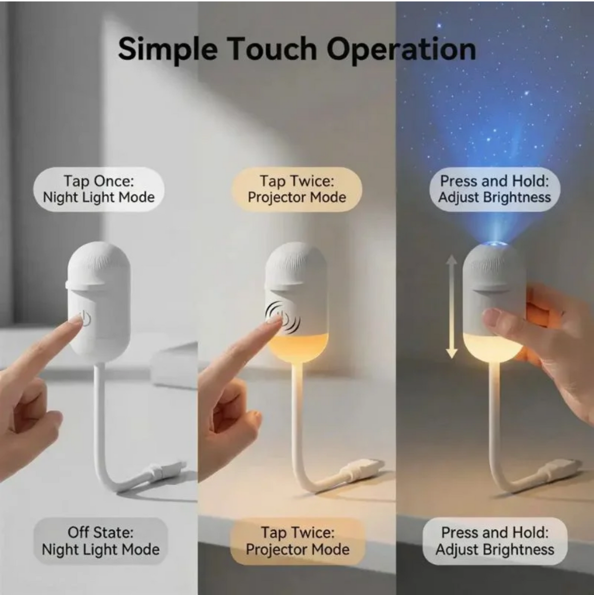 2 in 1 USB Moon Projector Lamp 6 Lenses