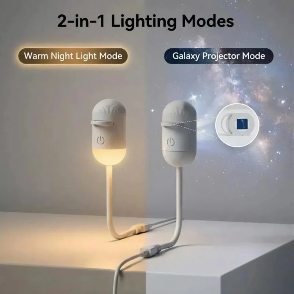 2 in 1 USB Moon Projector Lamp 6 Lenses