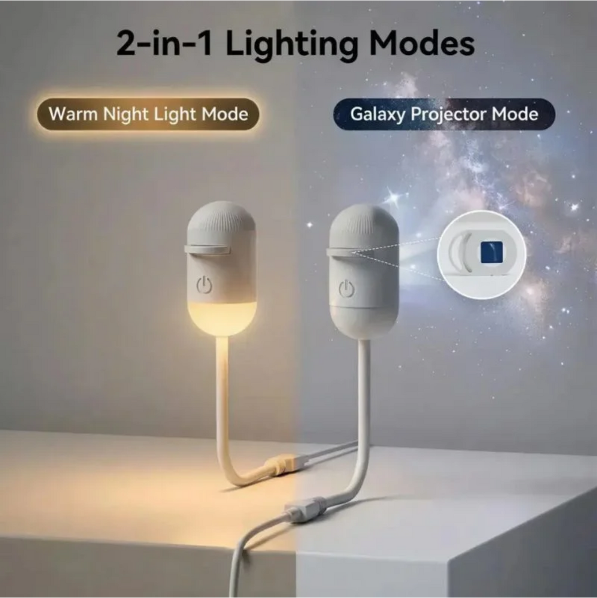 2 in 1 USB Moon Projector Lamp 6 Lenses