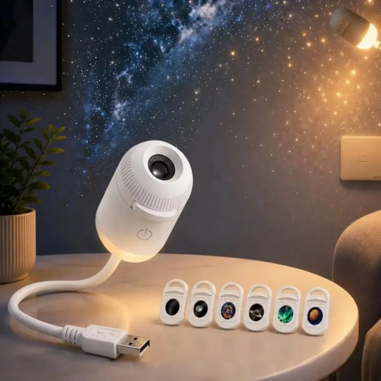 2 in 1 USB Moon Projector Lamp 6 Lenses