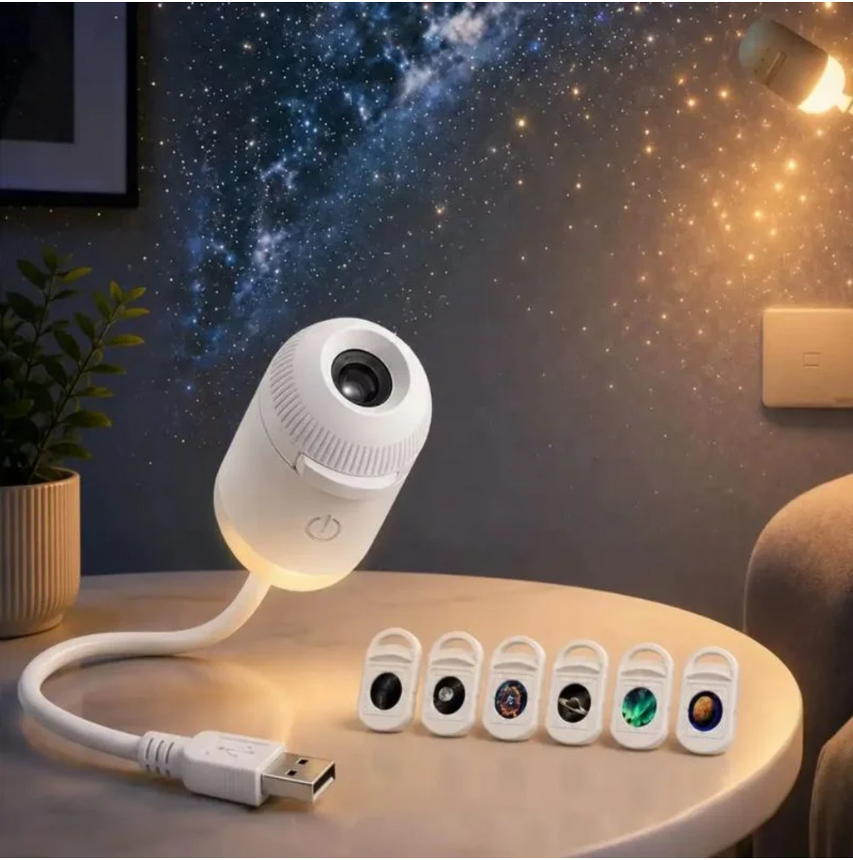 2 in 1 USB Moon Projector Lamp 6 Lenses