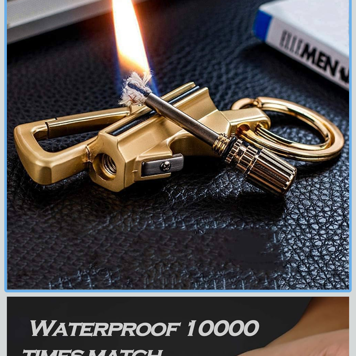 Flame Keychain Bottle Opener and Matchstick Fire Starter Great Kerosene Refillable Keychain Lighter.