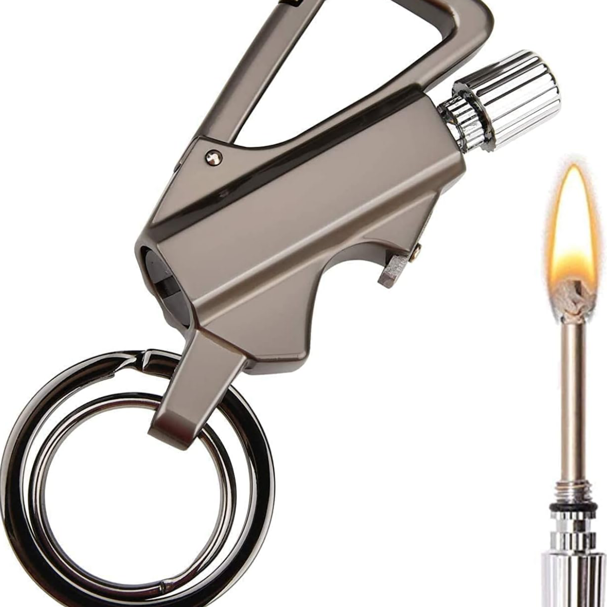 Flame Keychain Bottle Opener and Matchstick Fire Starter Great Kerosene Refillable Keychain Lighter.