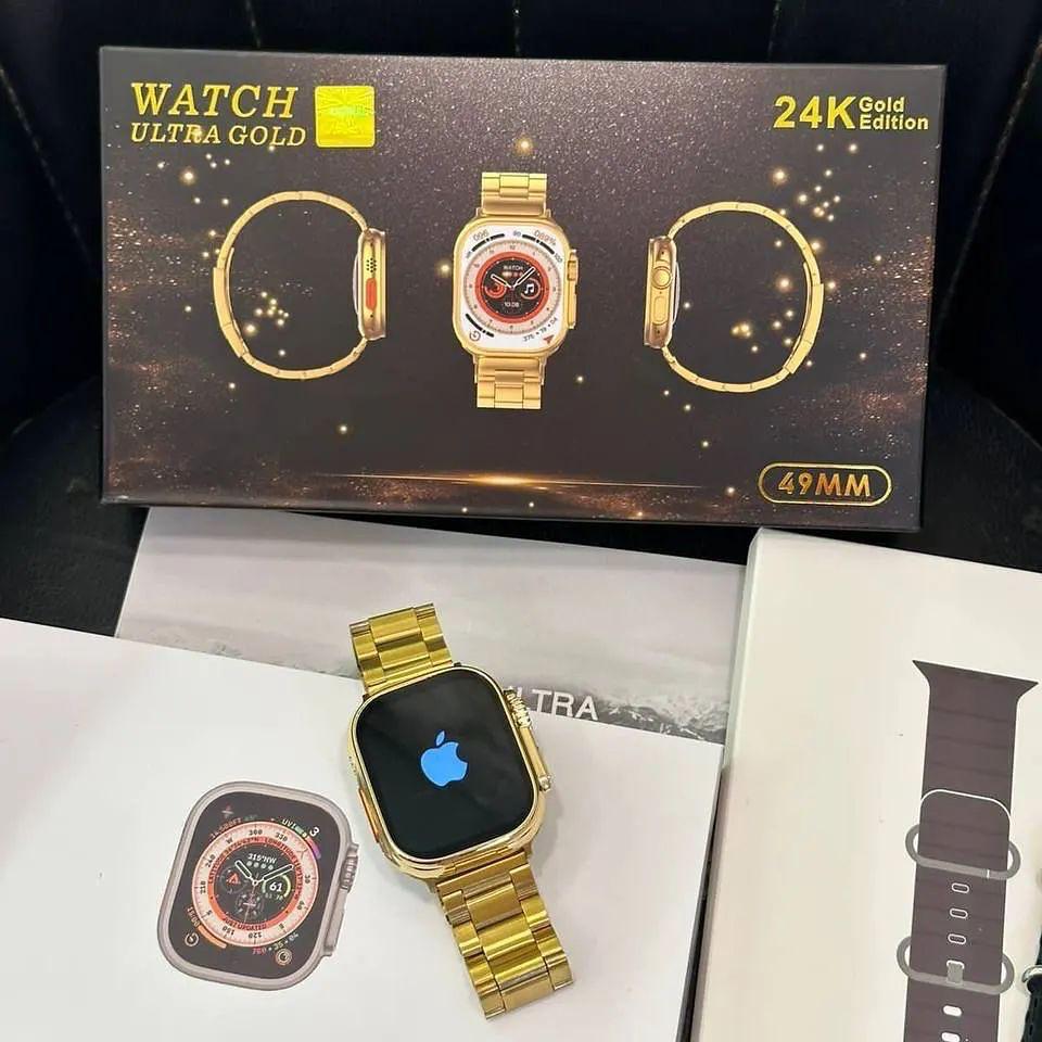 24K Gold Serie 8 Ultr Gold smartwatch wireless charging,