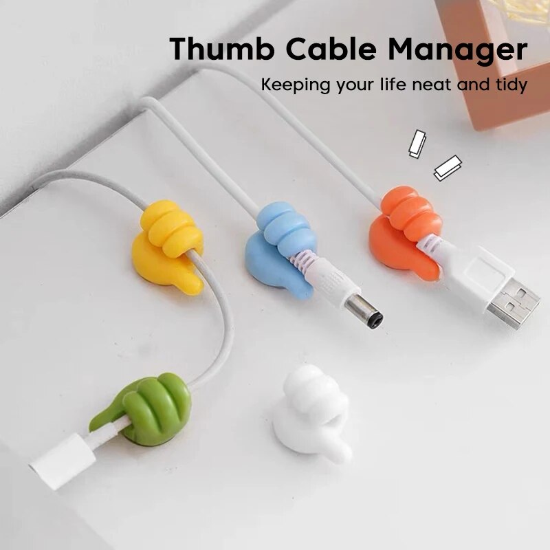 Thumb Hooks Clip Creative Silicone Thumb Key Hanger Hook Home/Office Data Cable Clip Wire Desk Organizer