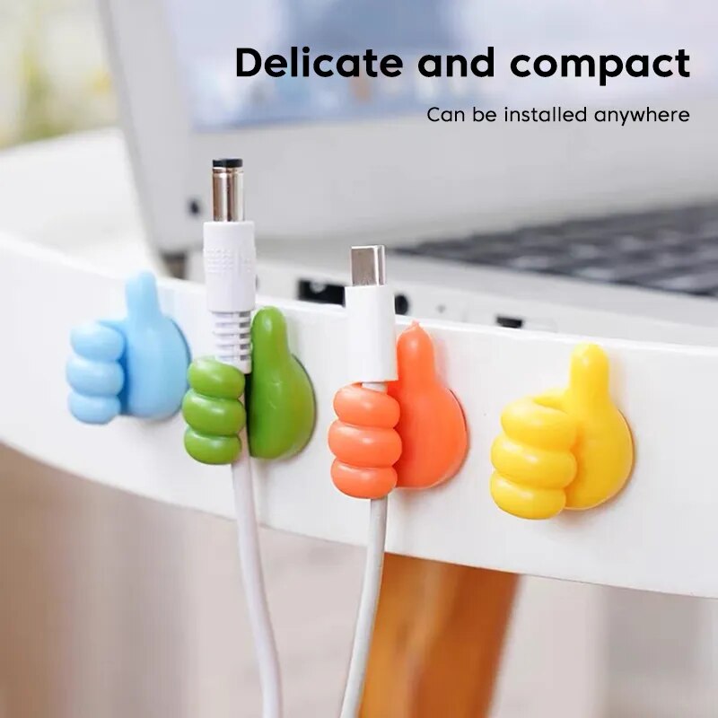 Thumb Hooks Clip Creative Silicone Thumb Key Hanger Hook Home/Office Data Cable Clip Wire Desk Organizer