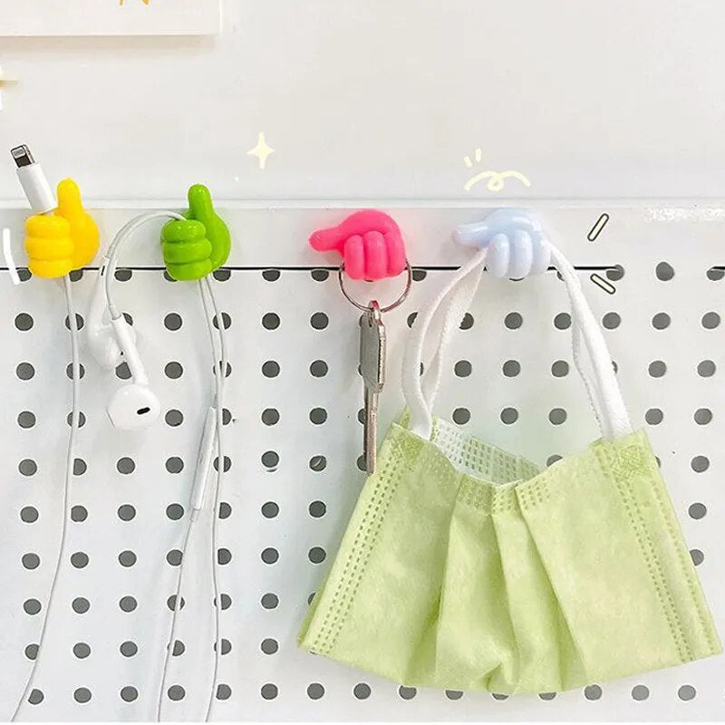 Thumb Hooks Clip Creative Silicone Thumb Key Hanger Hook Home/Office Data Cable Clip Wire Desk Organizer