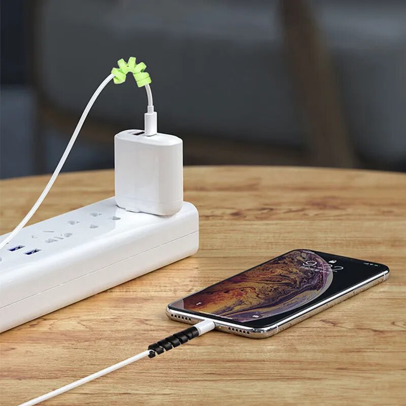 4PCS Cable Protector Silicone Bobbin Winder Wire Cord Cable Organizer Cover for Iphone Cell Phone USB Charger Cable Accessory
