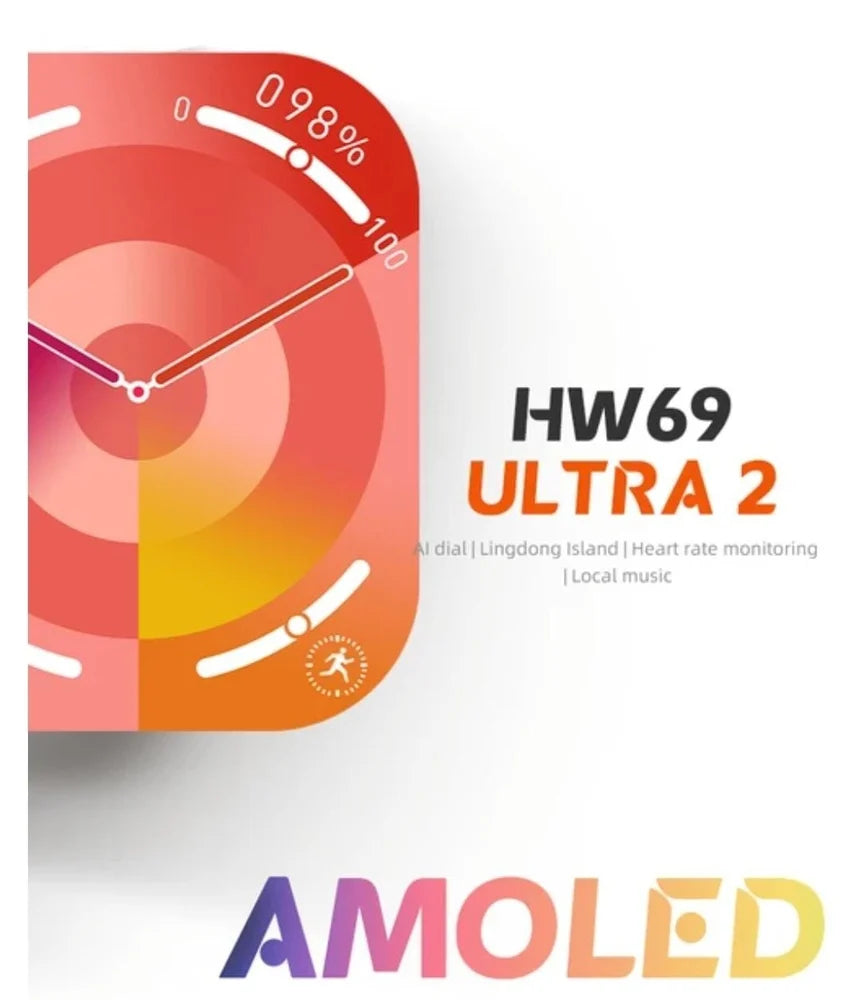 Hw69 Ultra 2 Amoled 2.01 inch Screen Zinc Alloy Chat GPT Series 9 Ultra 2 BT Call Smart Watch HW69 Ultra 2Amoled Screen 1GB ROM Local music game ChatGPT Compass, Bluetooth